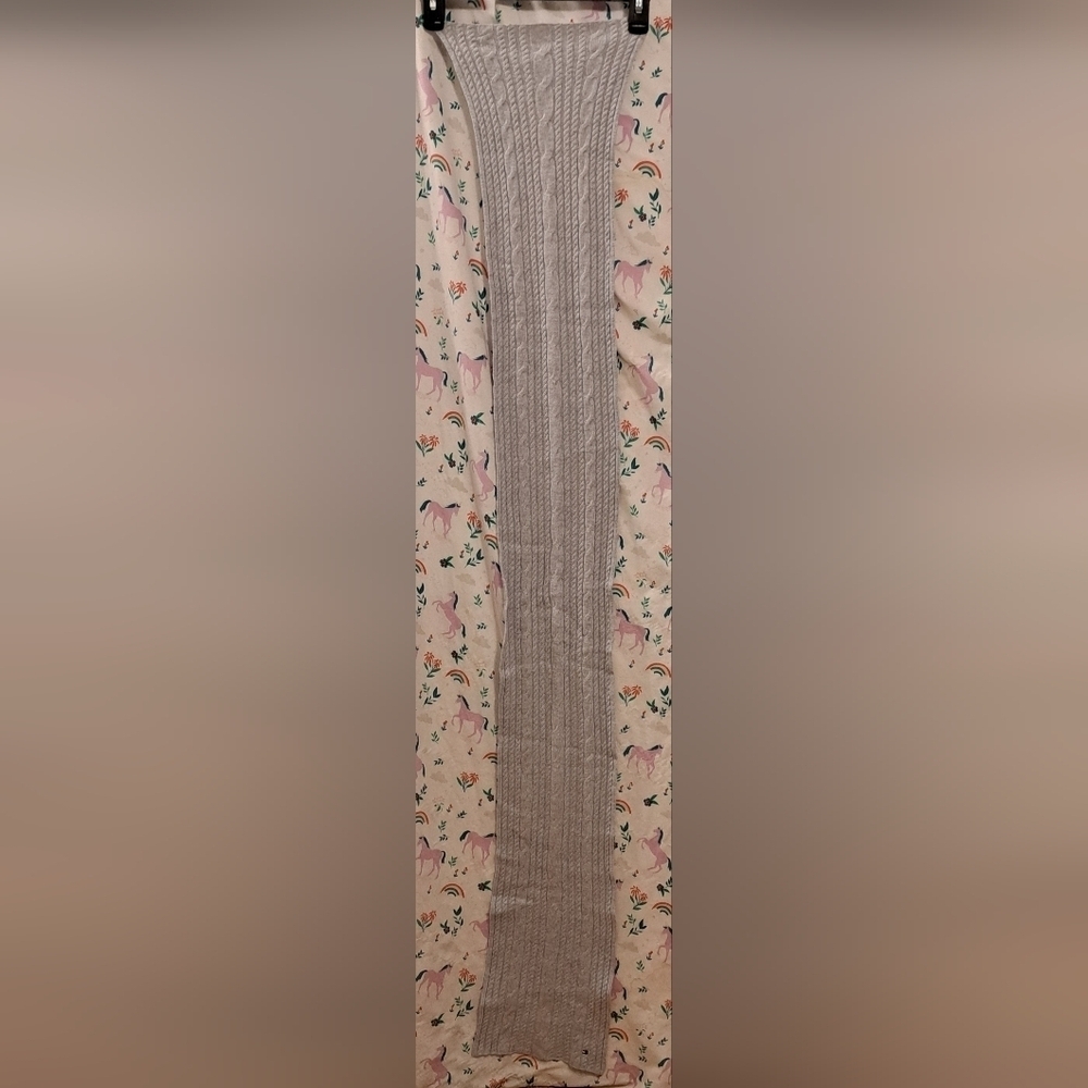 EUC Y2K Tommy Hilfiger Grey Alpaca Knit Neutral Casual Boho Prep Scarf Wrap - Picture 5 of 7